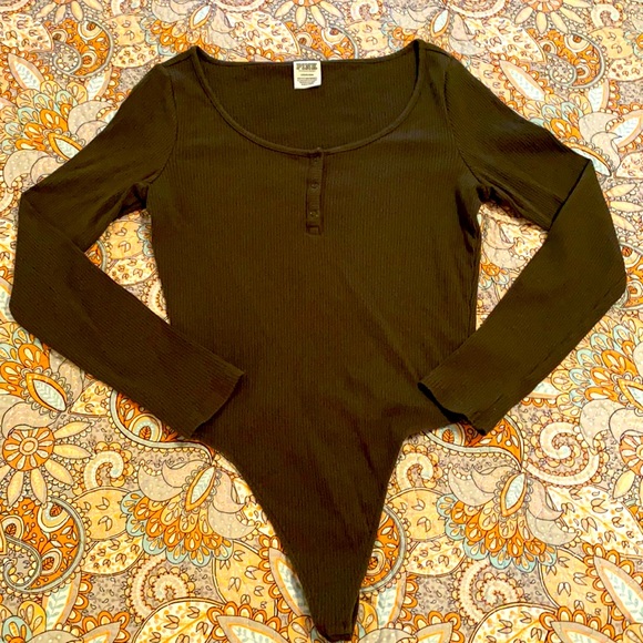 PINK Victoria's Secret Tops - Olive Green PINK Victoria’s Secret Bodysuit